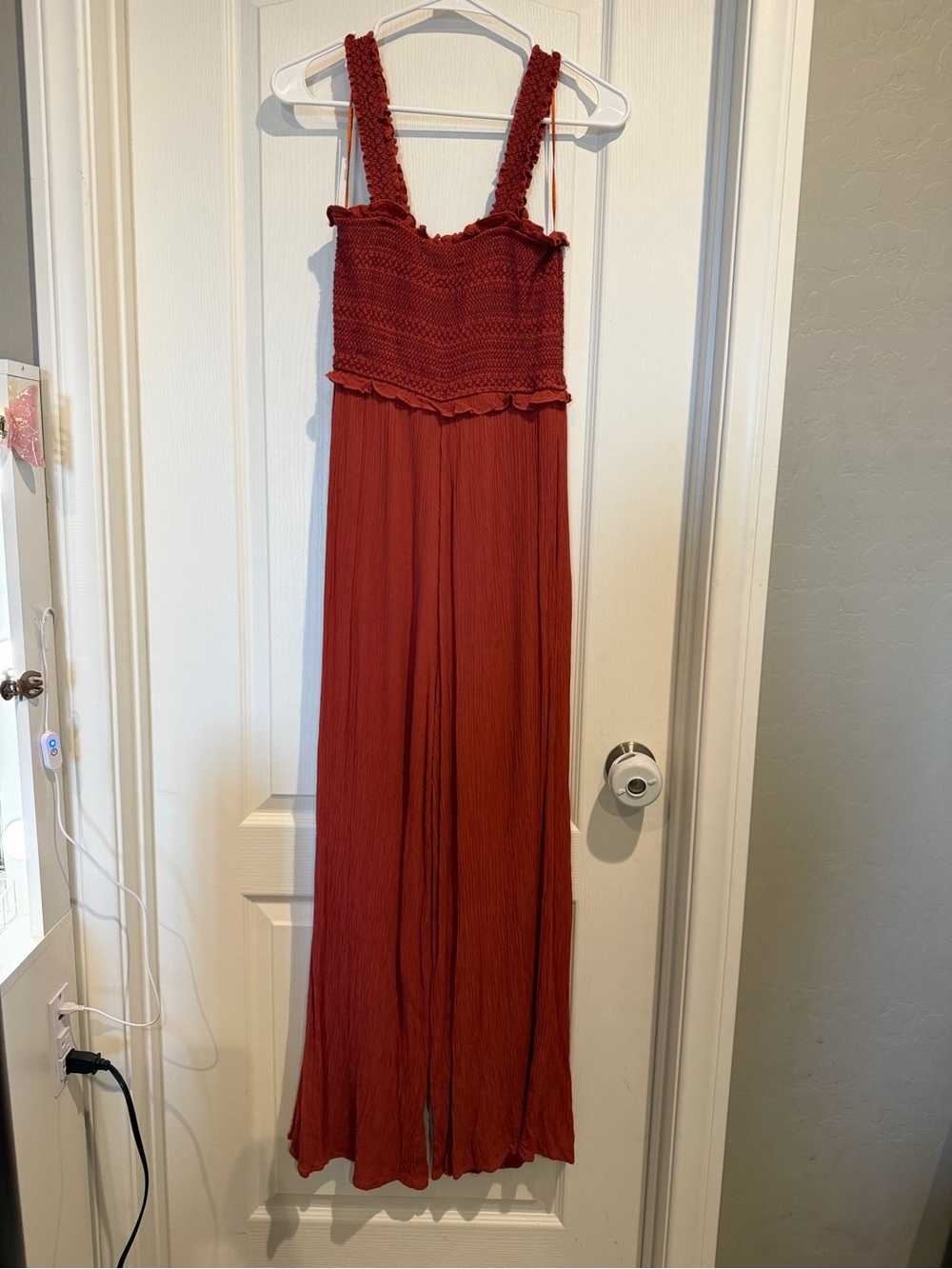 Blue Rain Rust Smocked Wide-Leg Jumpsuit - Picture 3 of 7